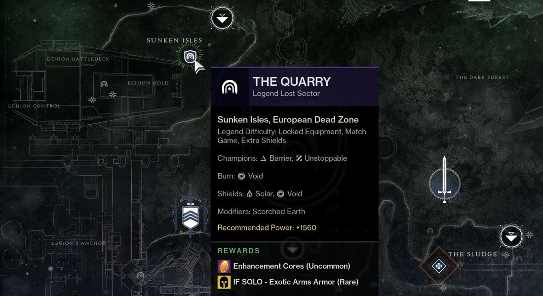 Destiny 2 The Quarry Lost Sector Legend