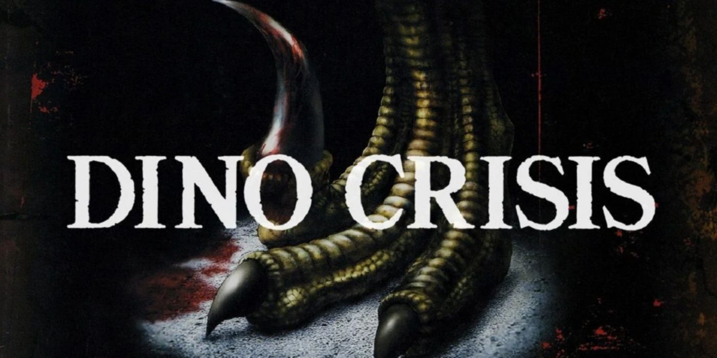 Dino Crisis key art with a raptor foot standing over a puddle of blood.