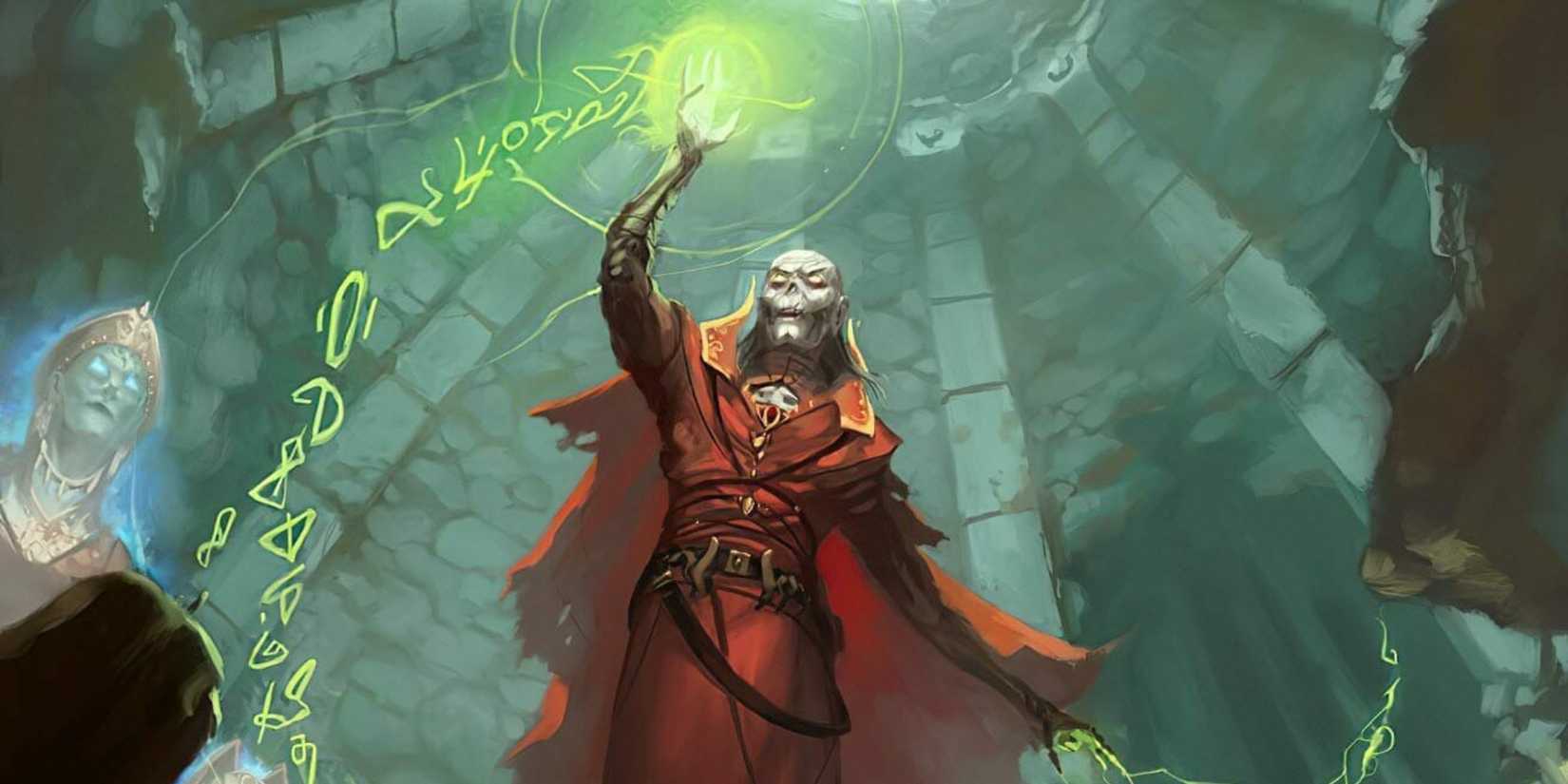 Szass Tam casting a spell in dramatic D&D art