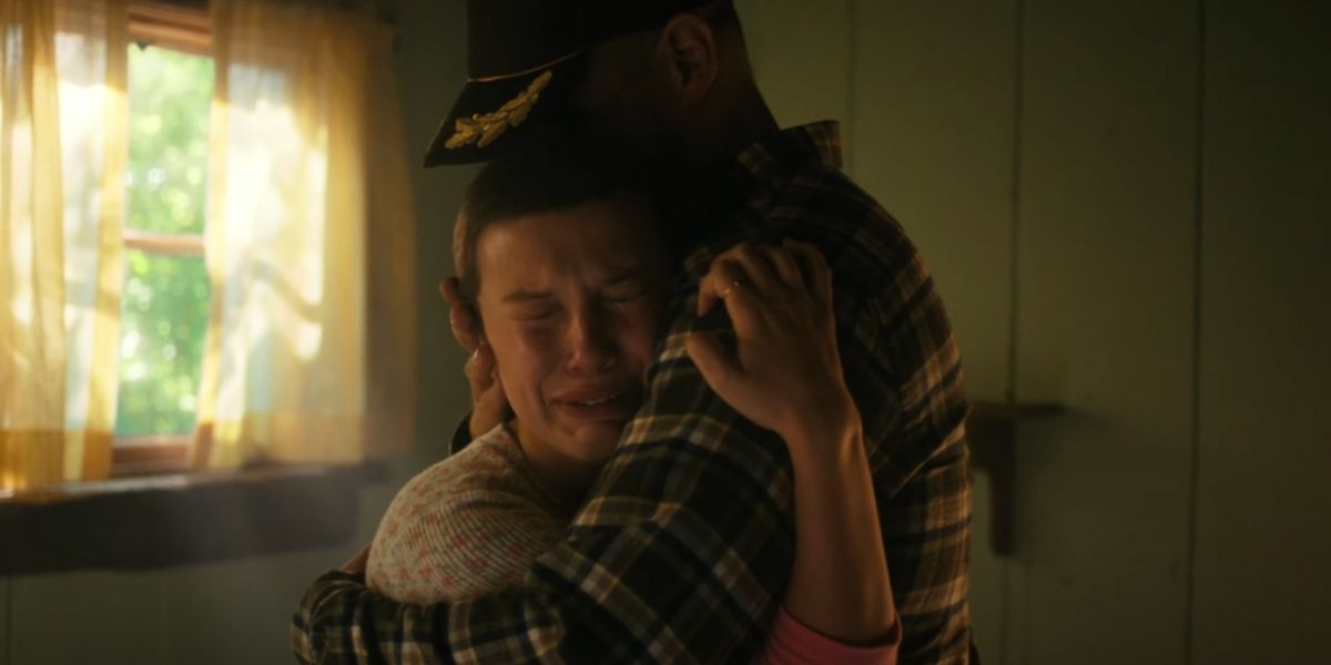 El and Hopper hugging after being reunited in Stranger Things Season 4