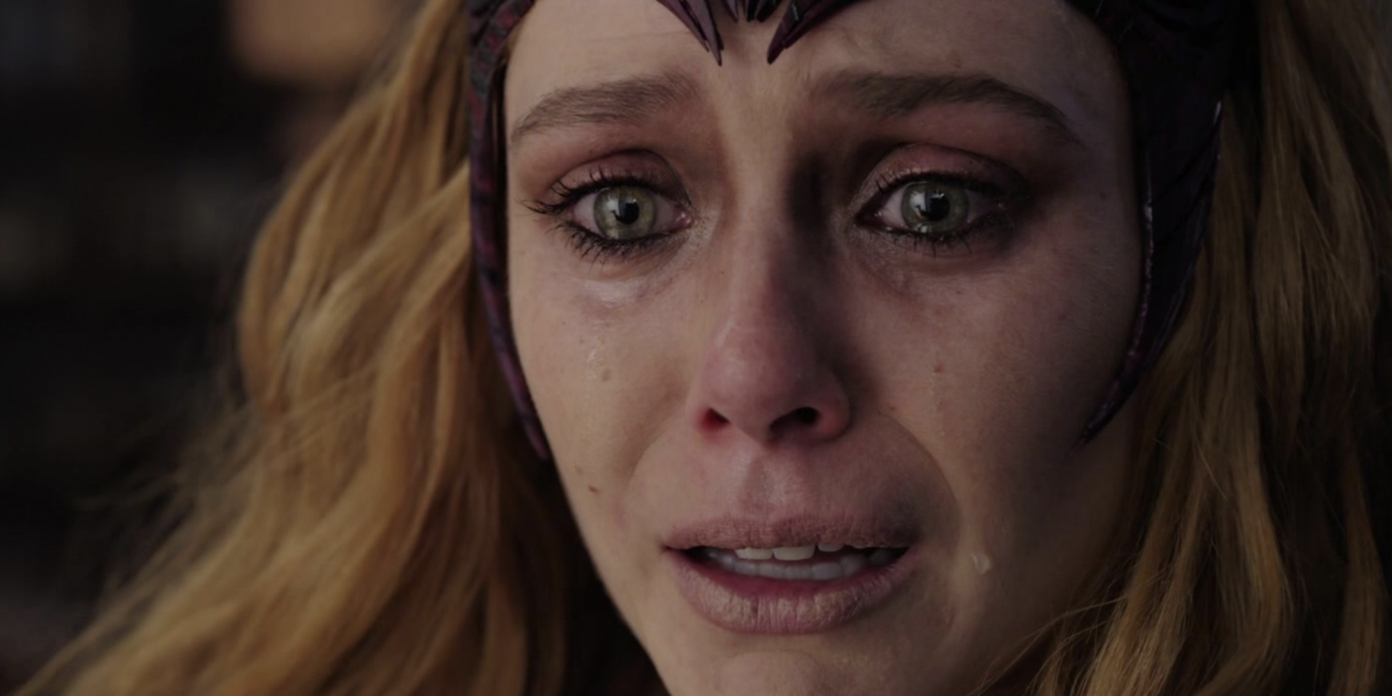 Elizabeth Olsen as The Scarlet Witch crying in Doctor Strange 2