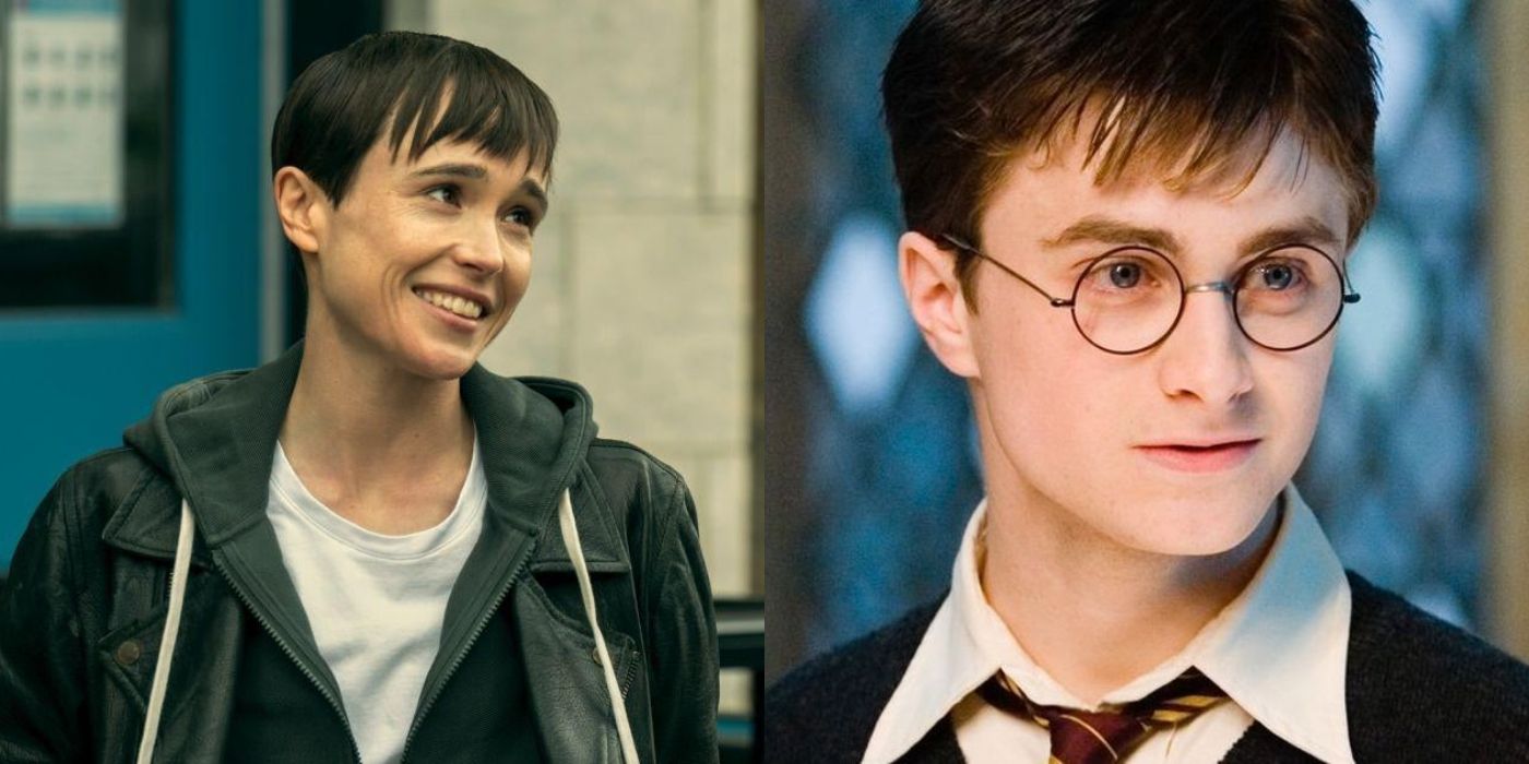 Elliot Page in The Umbrella Academy and Daniel Radcliffe in Harry Potter