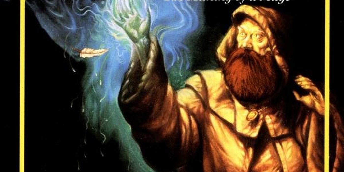 A wizard casting a spell on the cover of Elminster