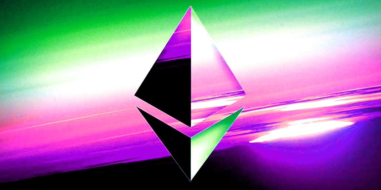 Ethereum Logo on purple sunset