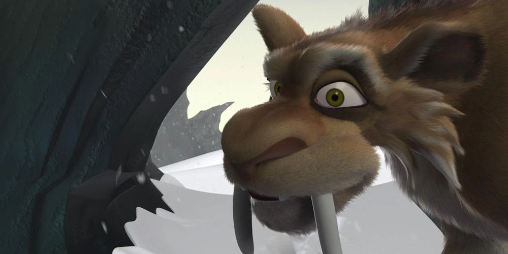 Zeke pokes his head in a cave in Ice Age