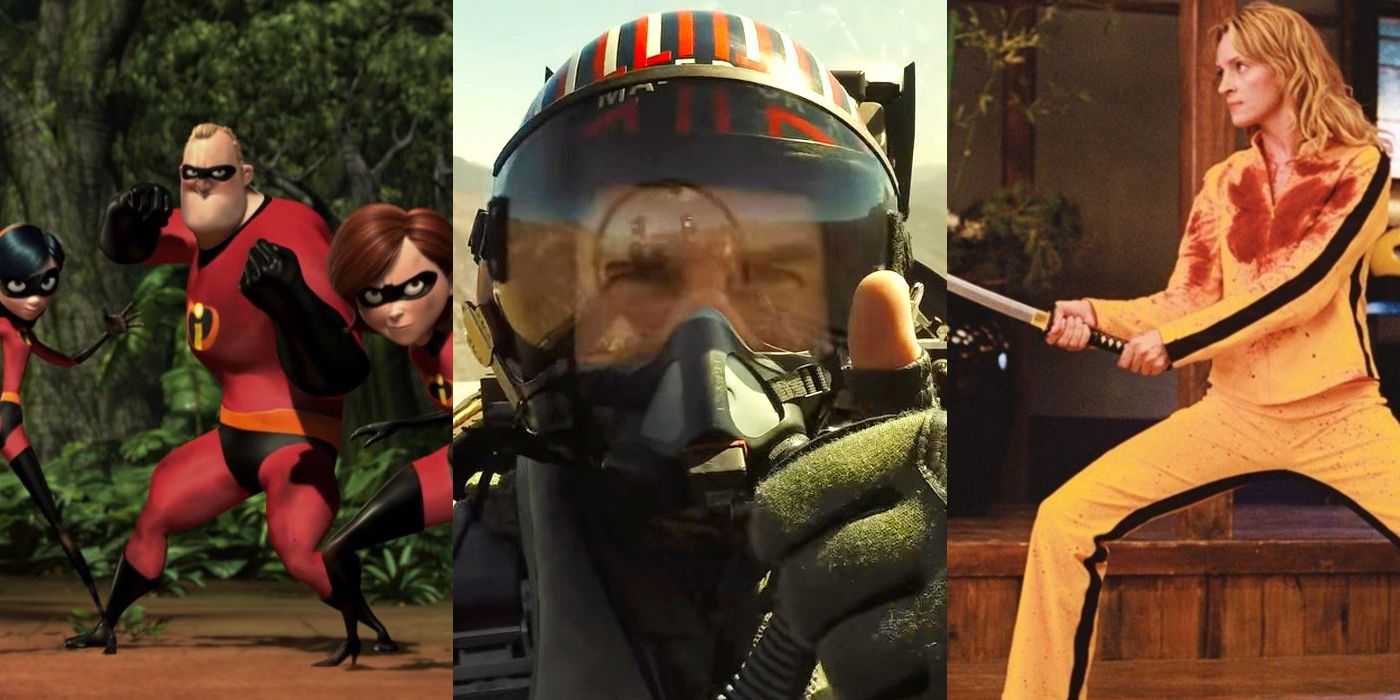 Split Image from The Incredibles, Top Gun Maverick, and Kill Bill