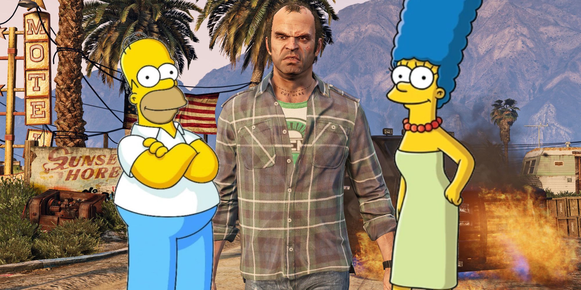 GTA 5 Trevor with Homer and Marge Simpson