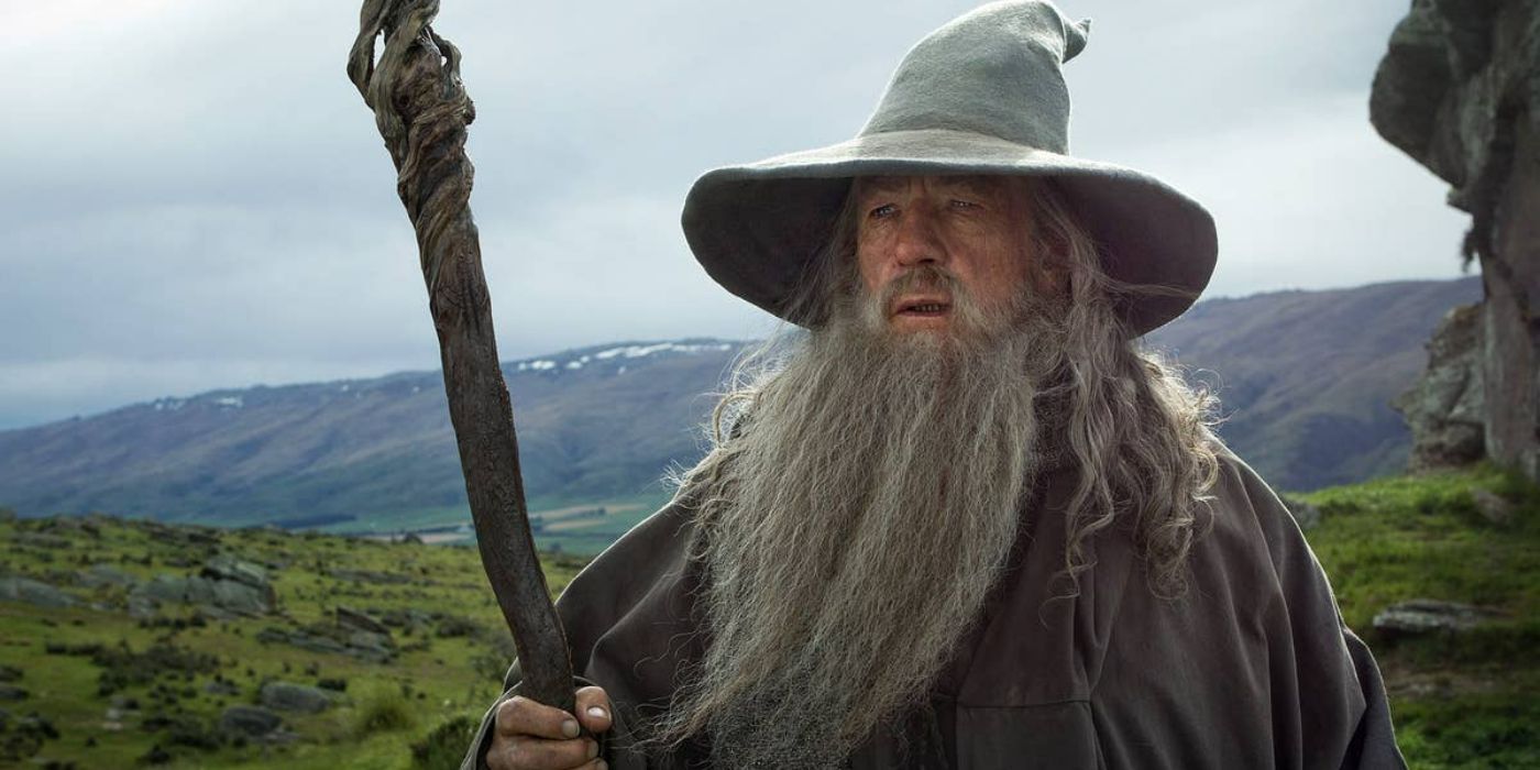 Gandalf standing in a field in The Lord of the Rings