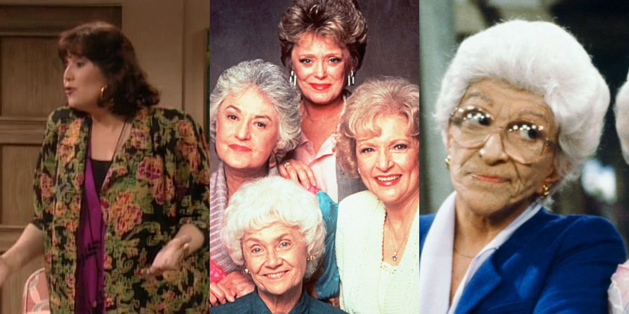 Three images of the cast of Golden Girls
