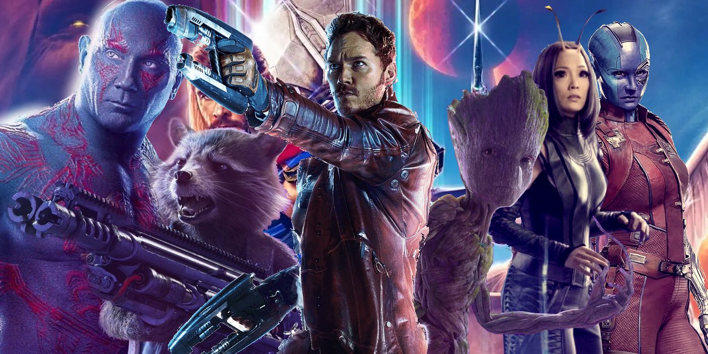 The Guardians of the Galaxy poster images over a background of Thor: Love and Thunder