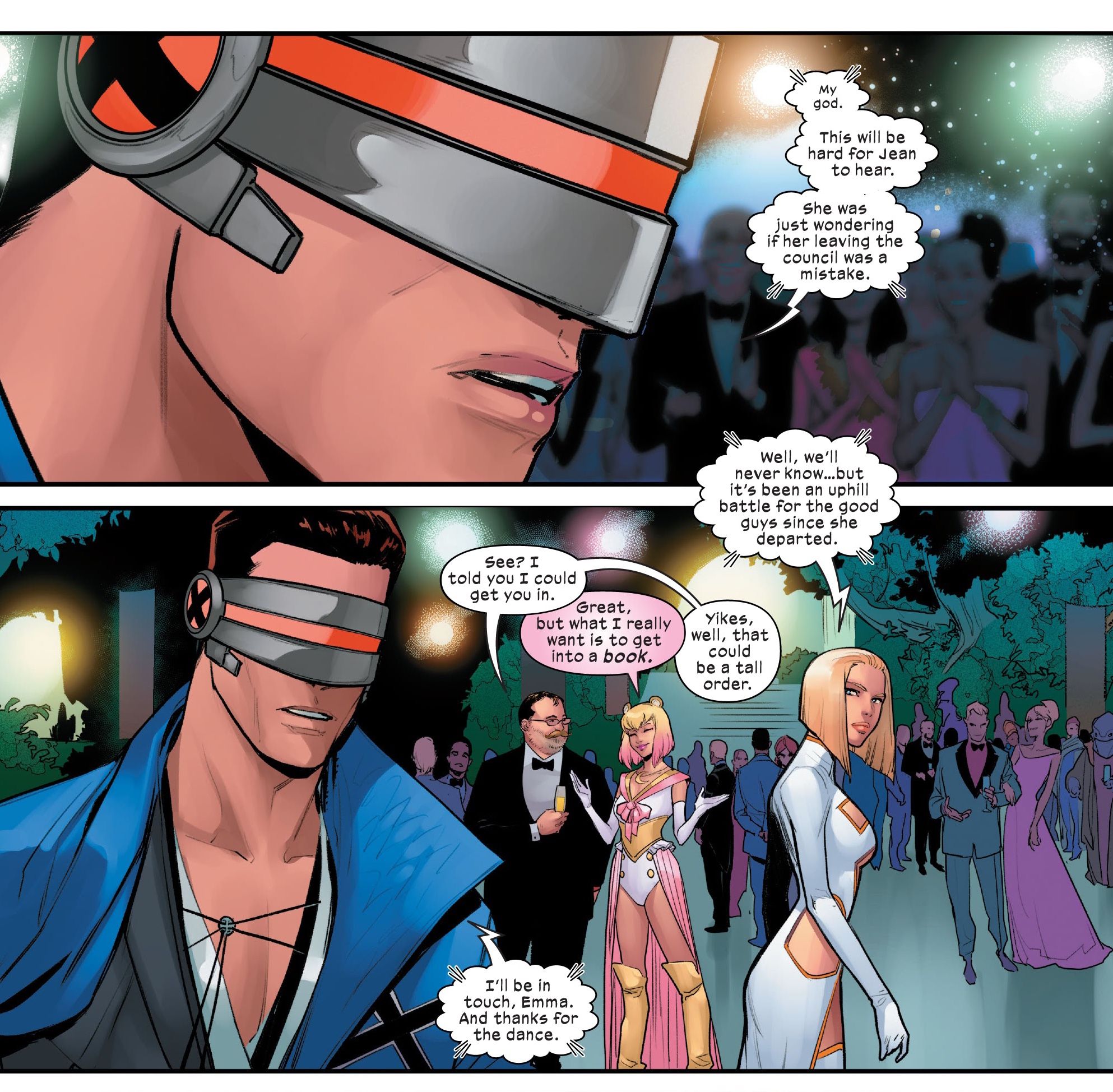 Gwenpool makes a cameo at the Hellfire Gala.