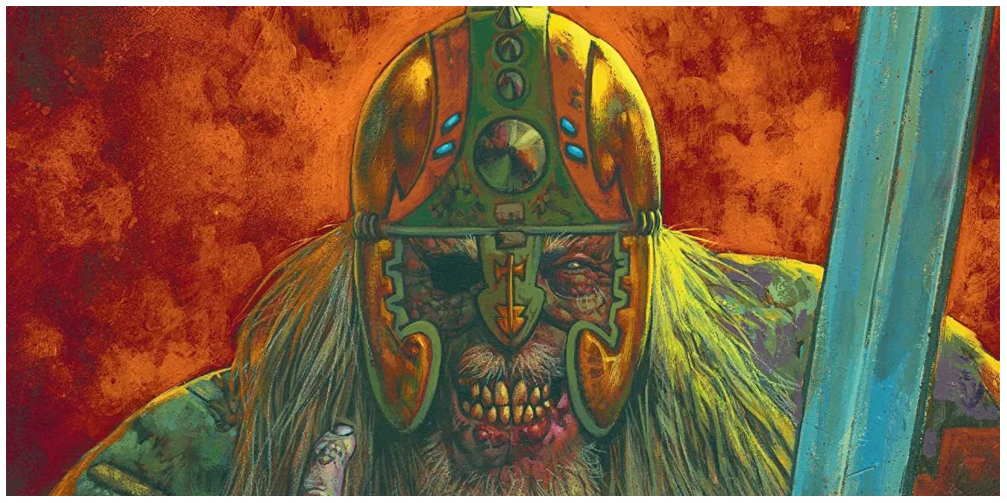 An angered and vengeful viking zombie
