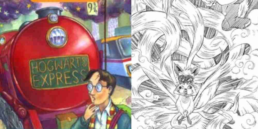 Harry Potter Philsopher&rsquo;s stone next to the original Naruto one-shot.