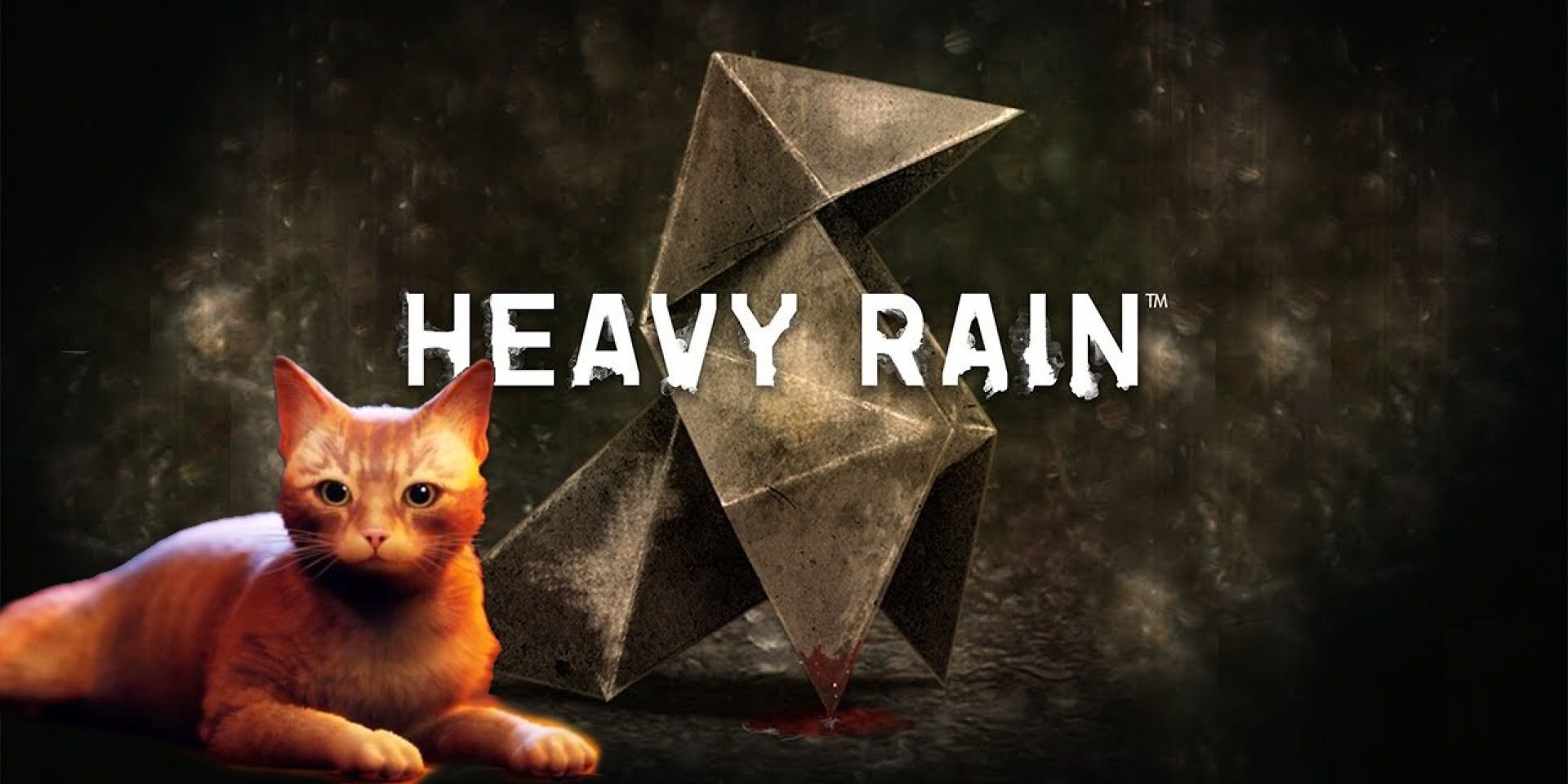 Heavy Rain Logo with Stray Cat