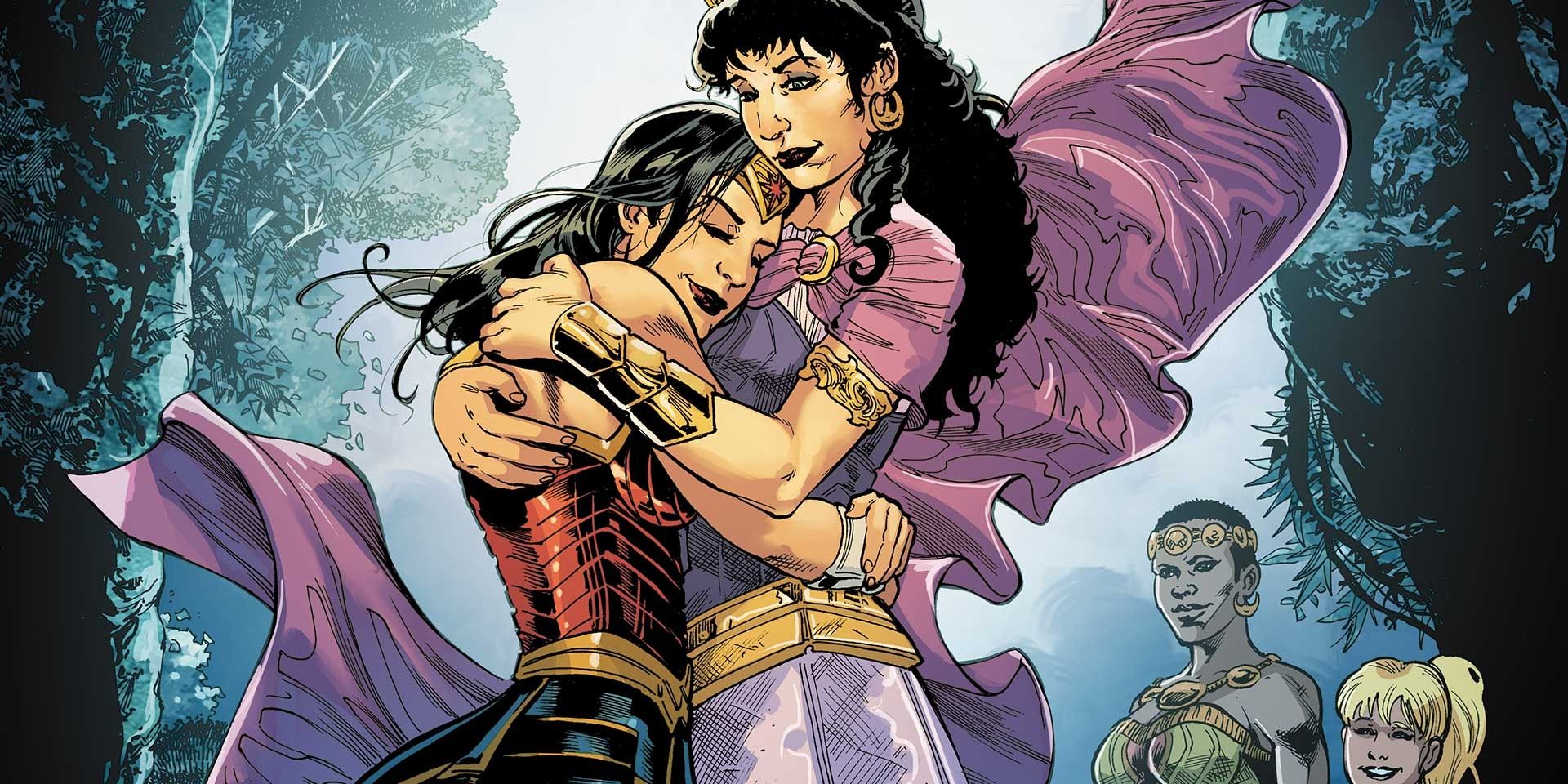 Hippolyta hugging Wonder Woman.