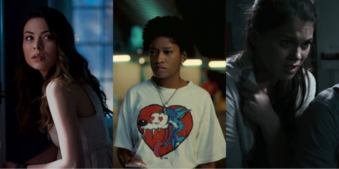 Split image of Lindsey Miranda Cosgrove in The Intruders, Keke Palmer in Nope, and Lindsey Shaw in The Howling Reborn