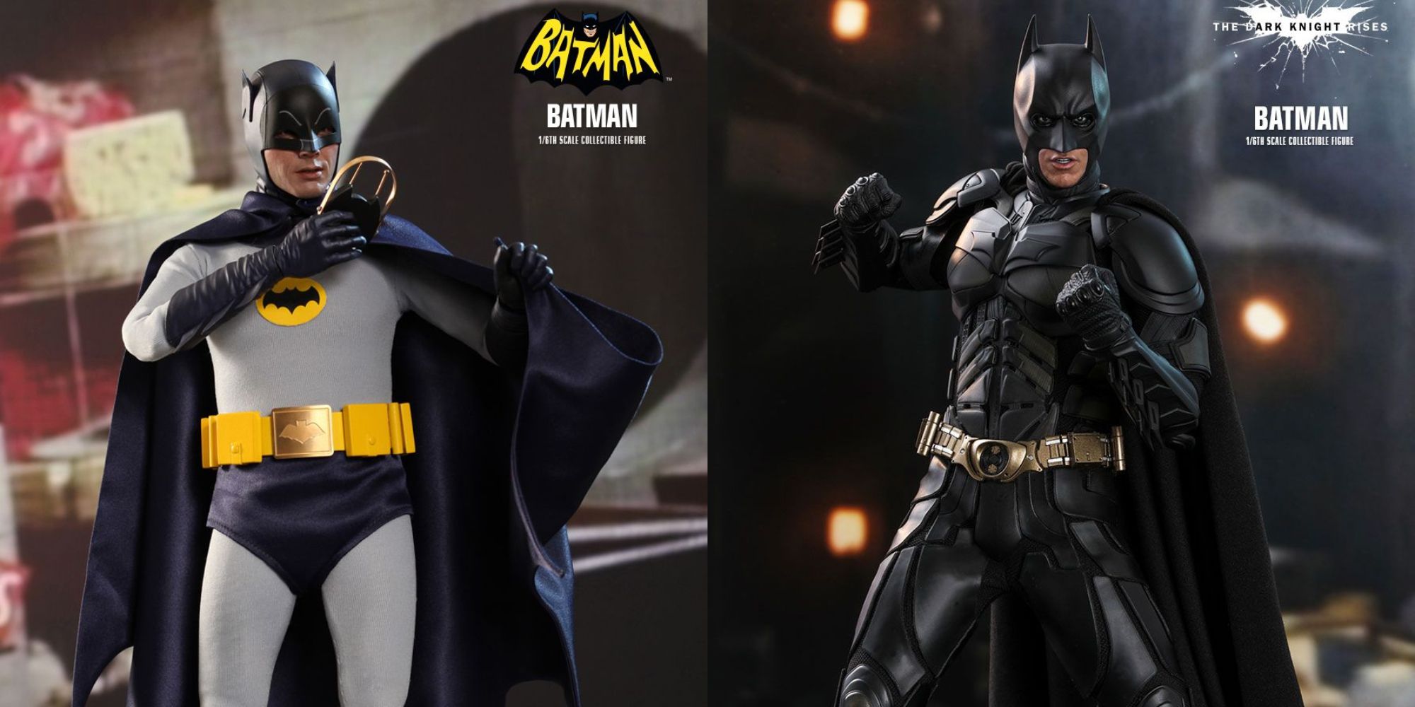 Split image showing Hot Toys Batman 1966 TV Series Figure.