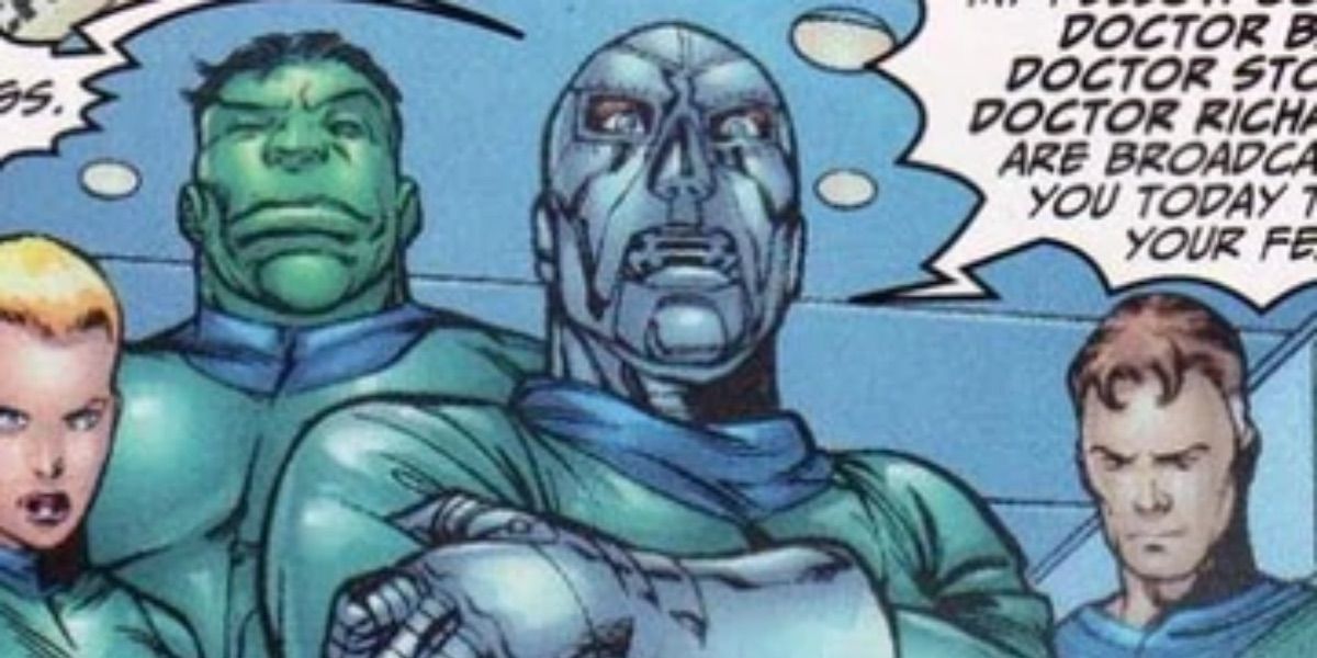 Hulk stands behind Dr. Doom in Fantastic Four comics 