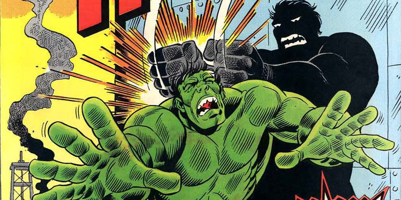 Marvel Comics cover showing Hulk battling shadow being
