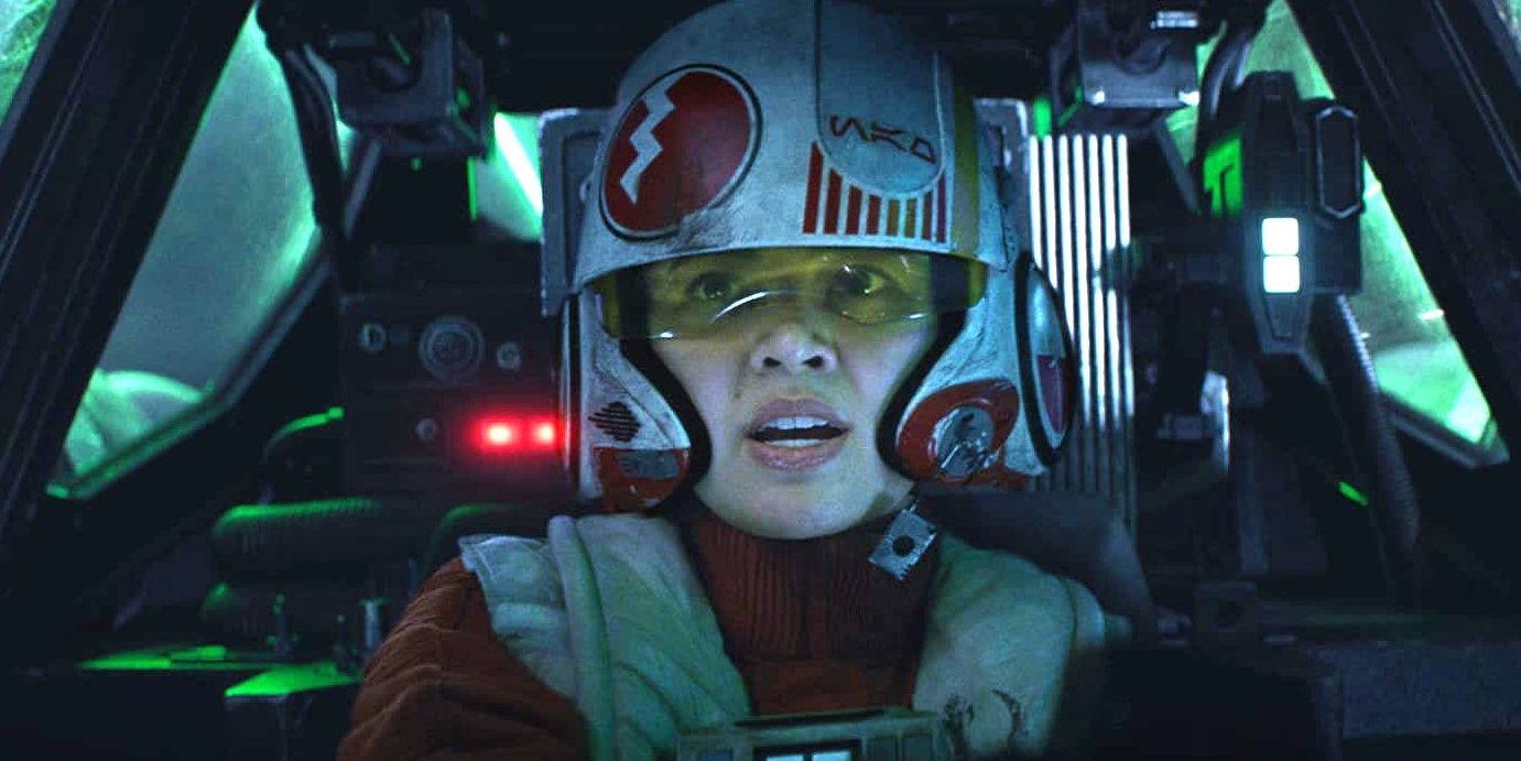 The Resistance pilot Jessika Pavva flies a starship in Star Wars The Force Awakens