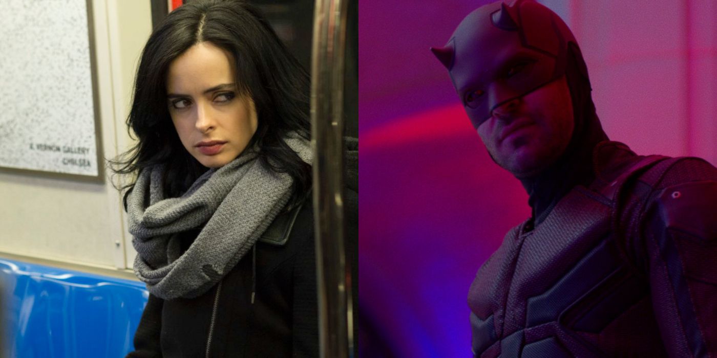 Split image of Jessica Jones and Daredevil in the original Netflix shows.