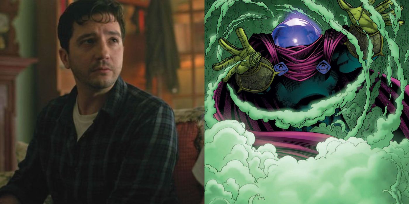Split image showing Harold in The Umbrella Academy and Mysterio in Marvel Comics.