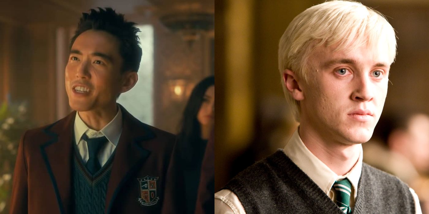 Justin H. Min in The Umbrella Academy and Tom Felton in Harry Potter