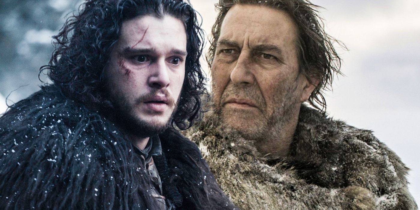 Kit Harington as Jon Snow and Ciaran Hinds as Mance Rayder in Game of Thrones