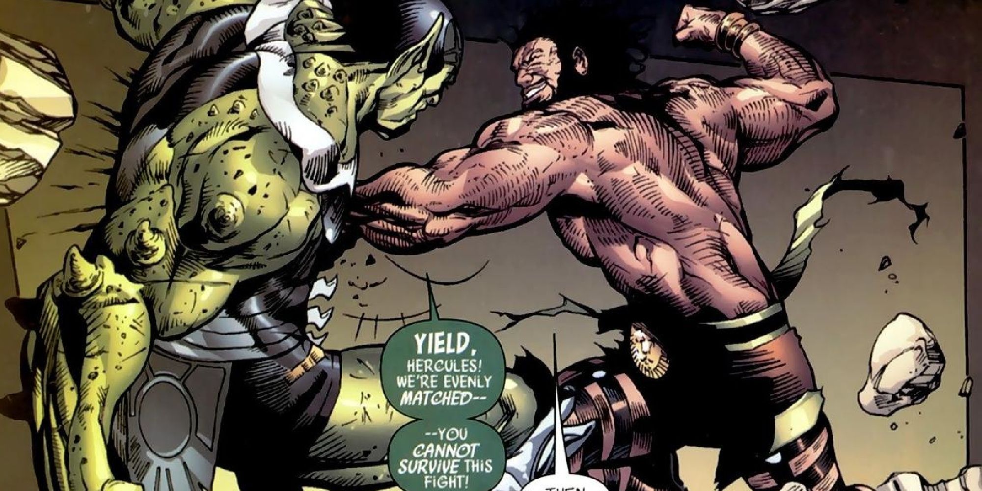 Klybn fights Hercules in Marvel Comics.