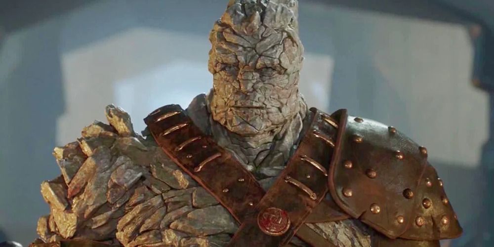 Korg looking around in Thor Love and Thunder Cropped