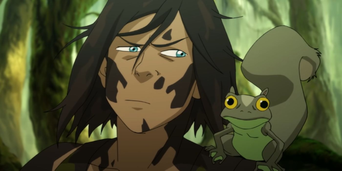 Korra with a Frog Squirrel