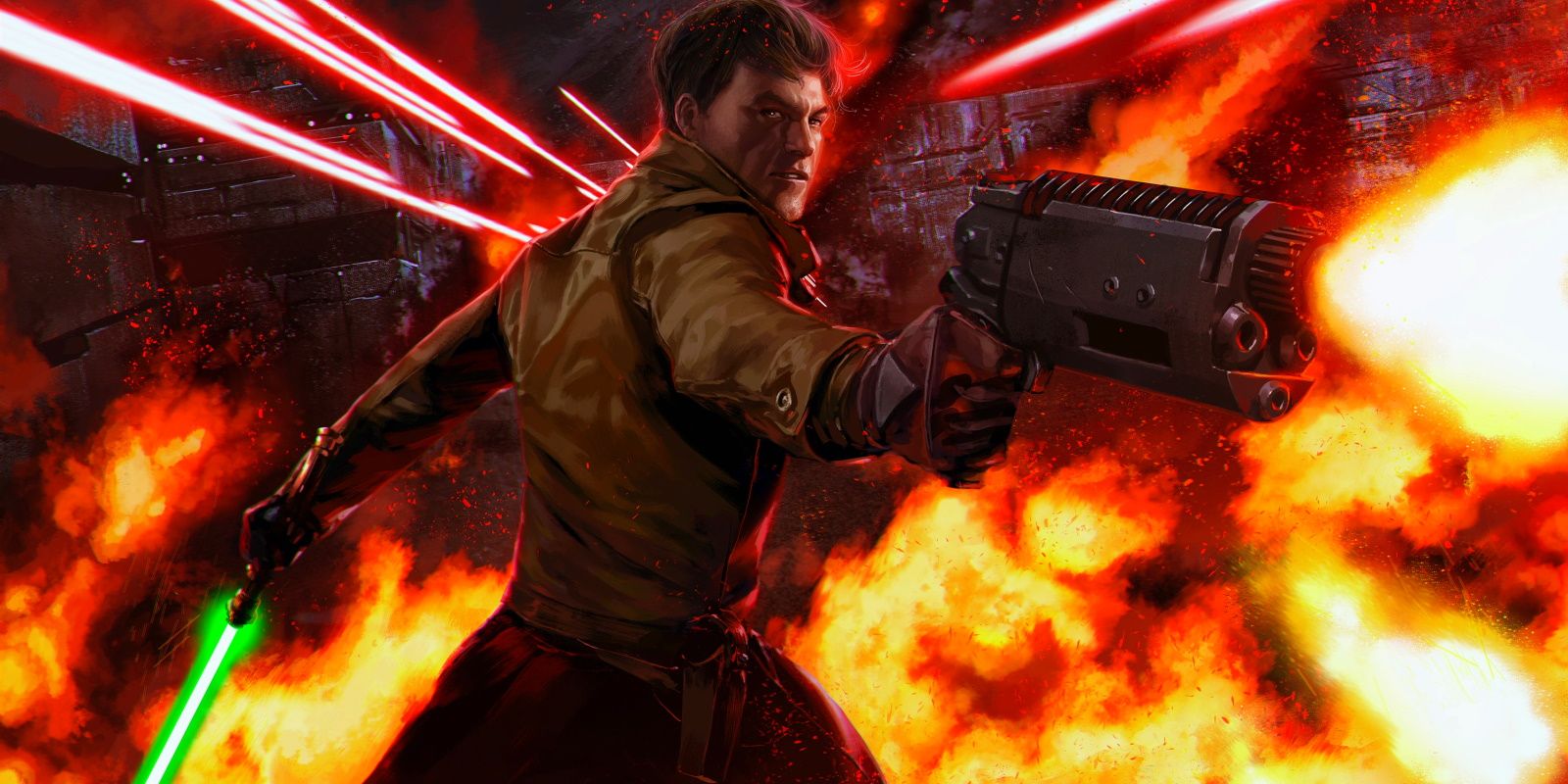 Kyle Katarn lightsaber and blaster