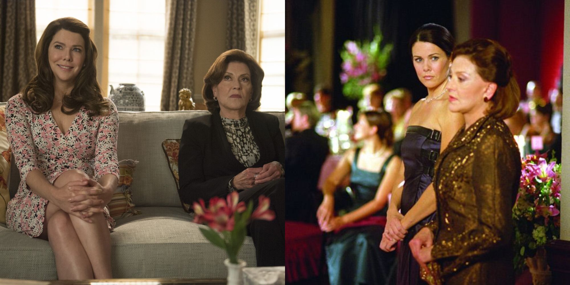 Split image showing Lorelai and Emily in Gilmore Girls A Year in the Life and Gilmore Girls.