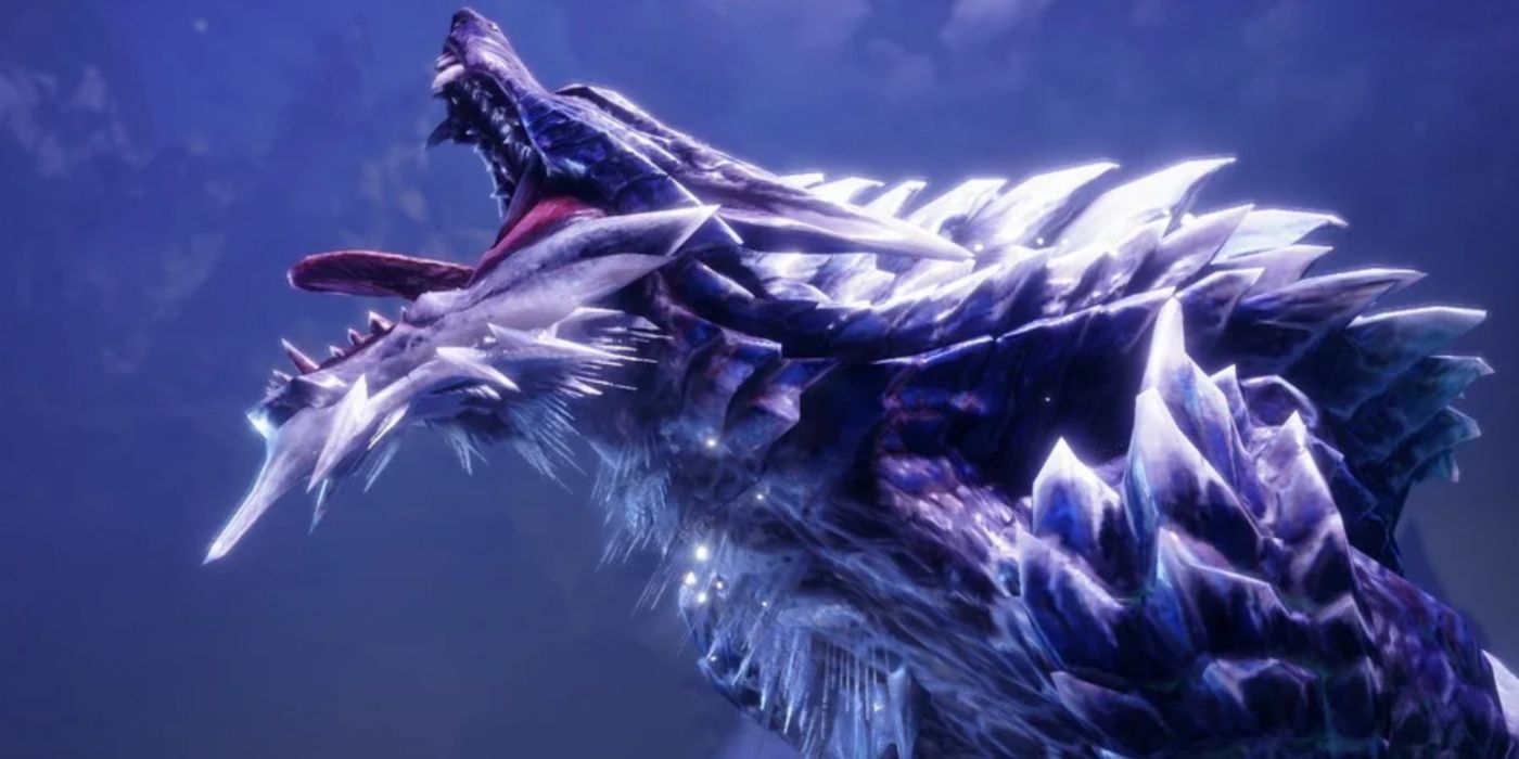 The werewolf-like Lunagaron howling in Monster Hunter Rise: Sunbreak.