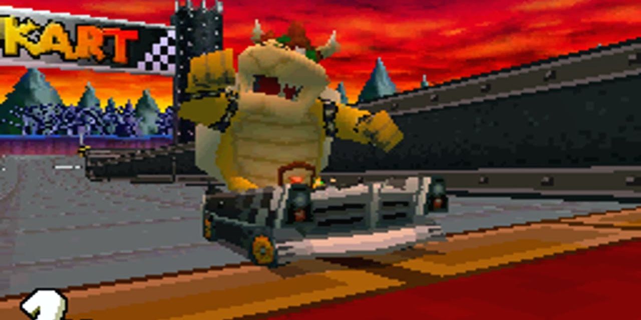 Bowser as seen in the Nintendo game Mario Kart DS.