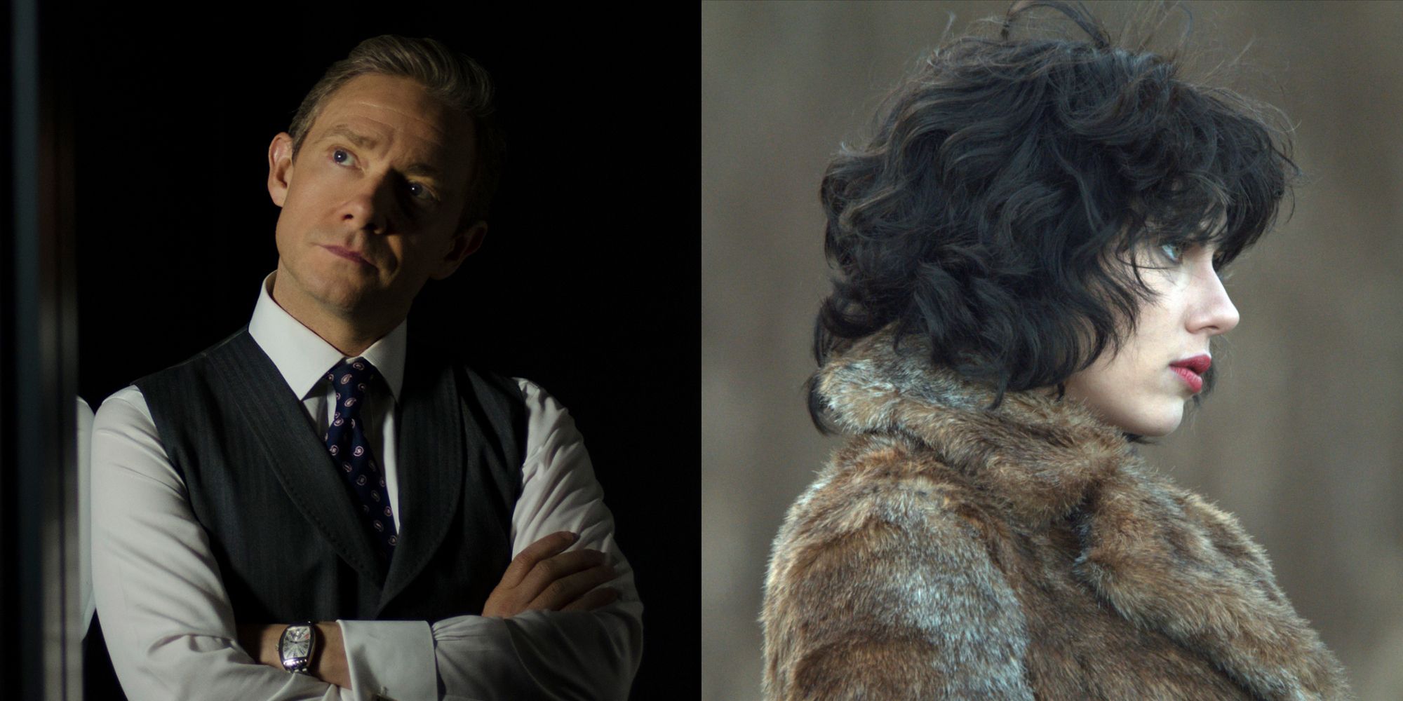 Split image showing Thomas in Ghost Stories and Laura in Under the Skin.