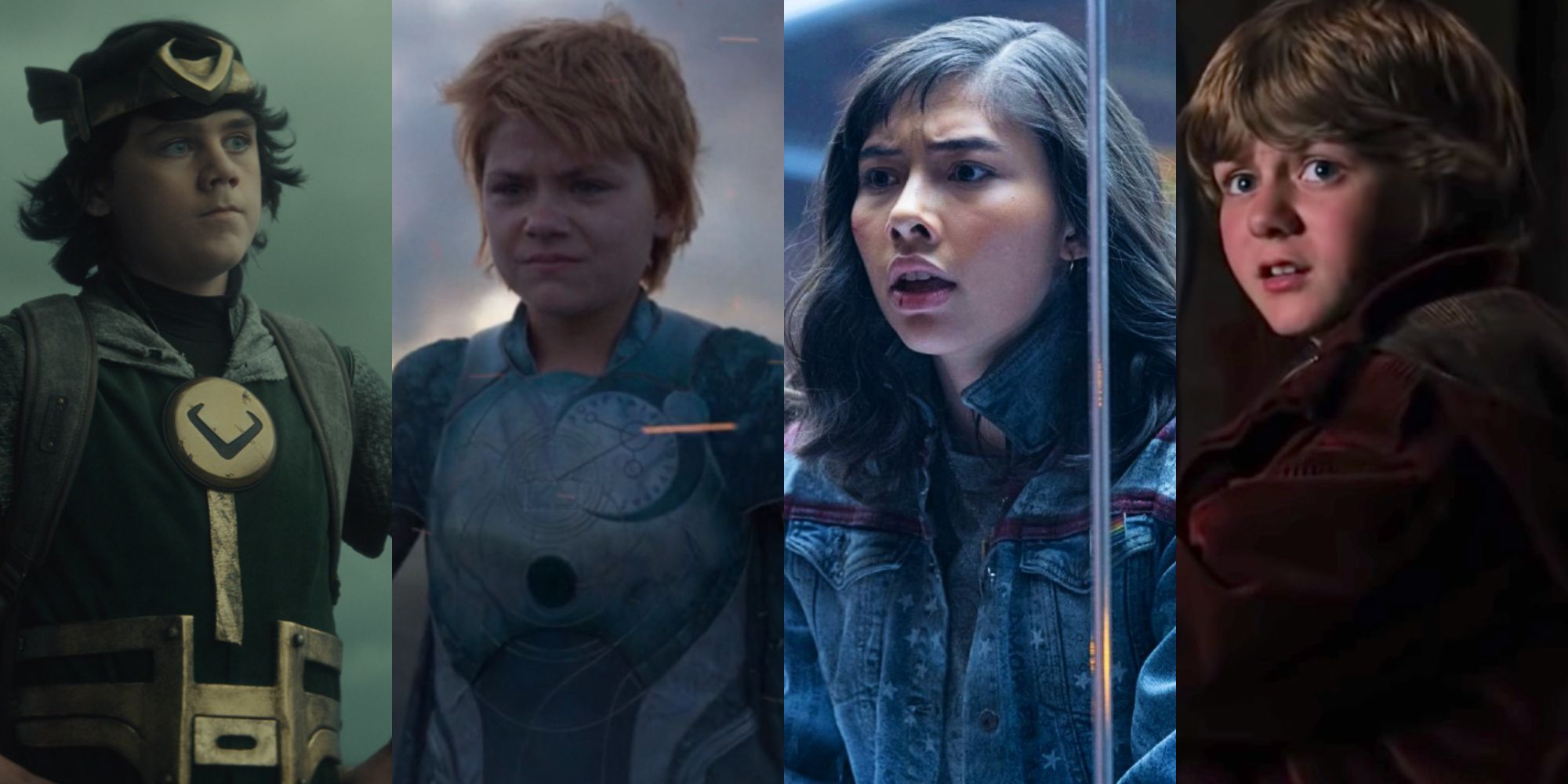 A split image of child actors in the MCU.