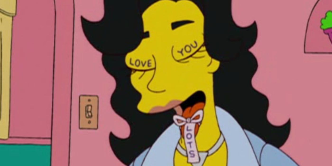 Maya sticking her tongue out in The Simpsons.