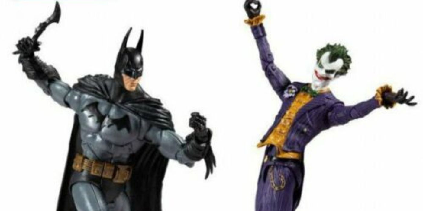 The McFarlane DC Multiverse Batman Vs Arkham Asylum Joker action figures.