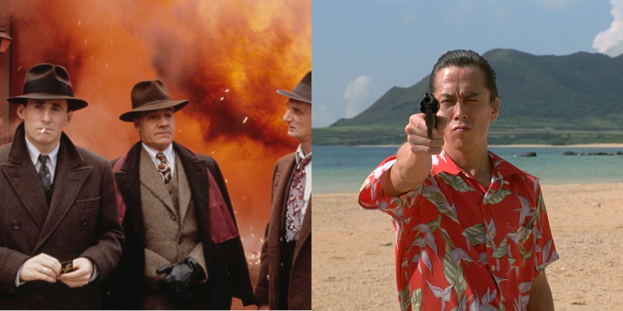Gabriel Byrne Smoking and Susumu Terajima aiming a gun
