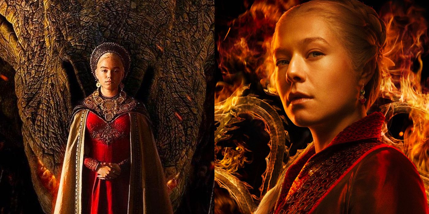 Milly Alcock and Emma D'Arcy as Rhaenyra Targaryen in House of the Dragon