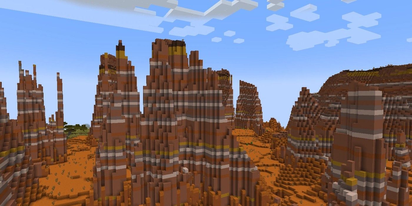 An Eroded Badland in Minecraft