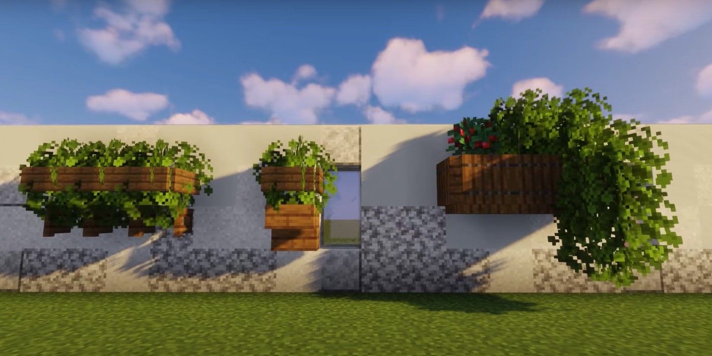 Some hanging planter designs in Minecraft