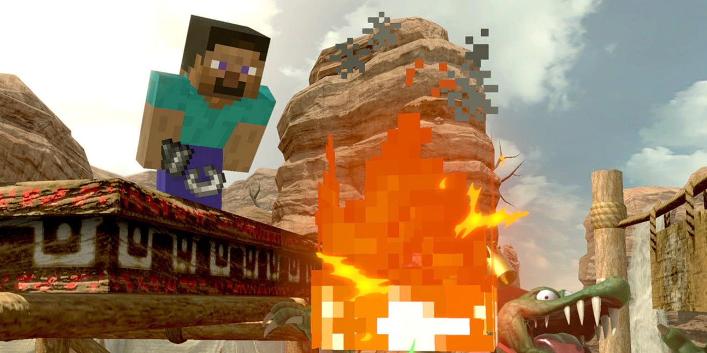 Minecraft Steve in Super Smash Bros Screenshot