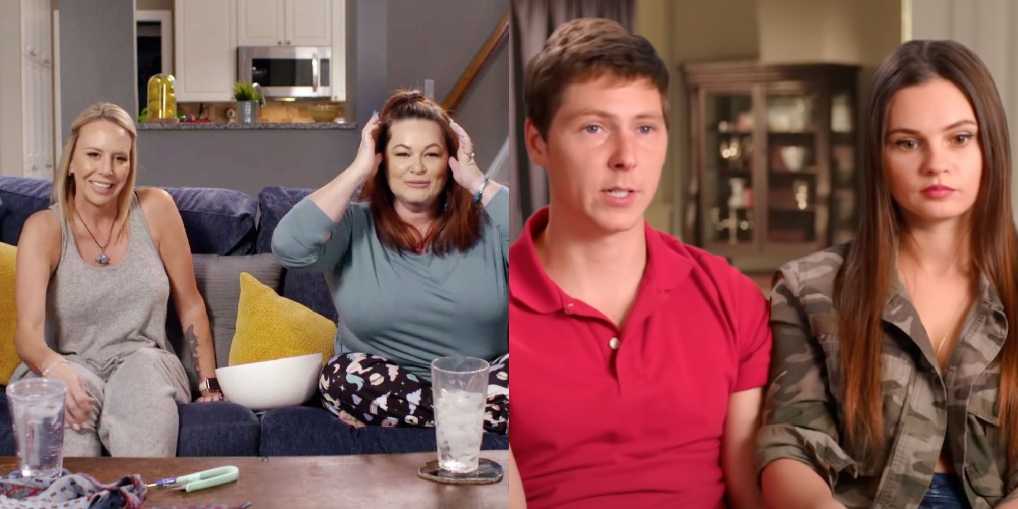 Split image showing Molly and Cynthia and Julia and Brandon in 90 Day Fiancé.