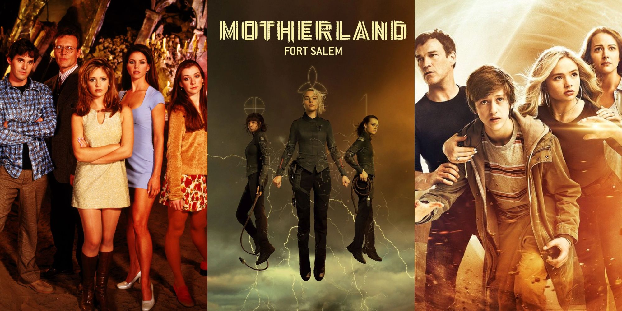Posters for Buffy, Motherland, and The Gifted