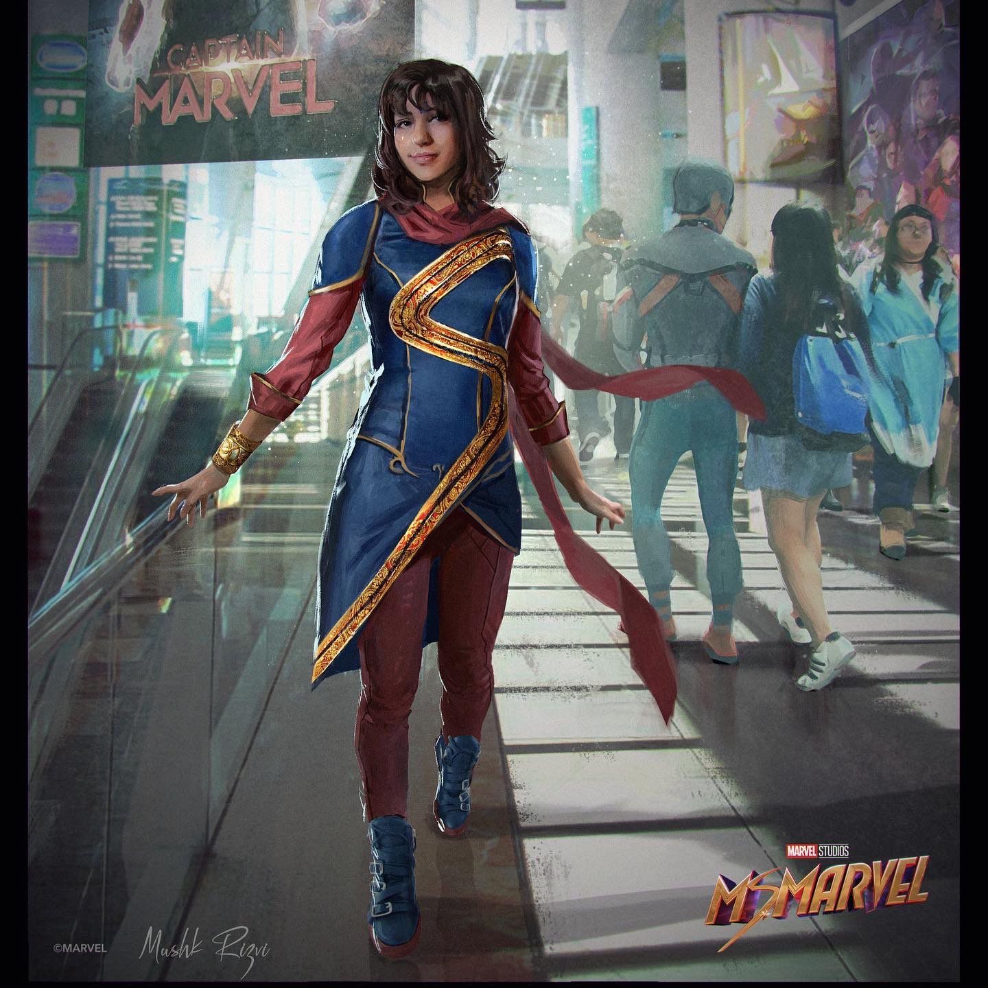 Ms Marvel Concept Art with Original MCU Suit