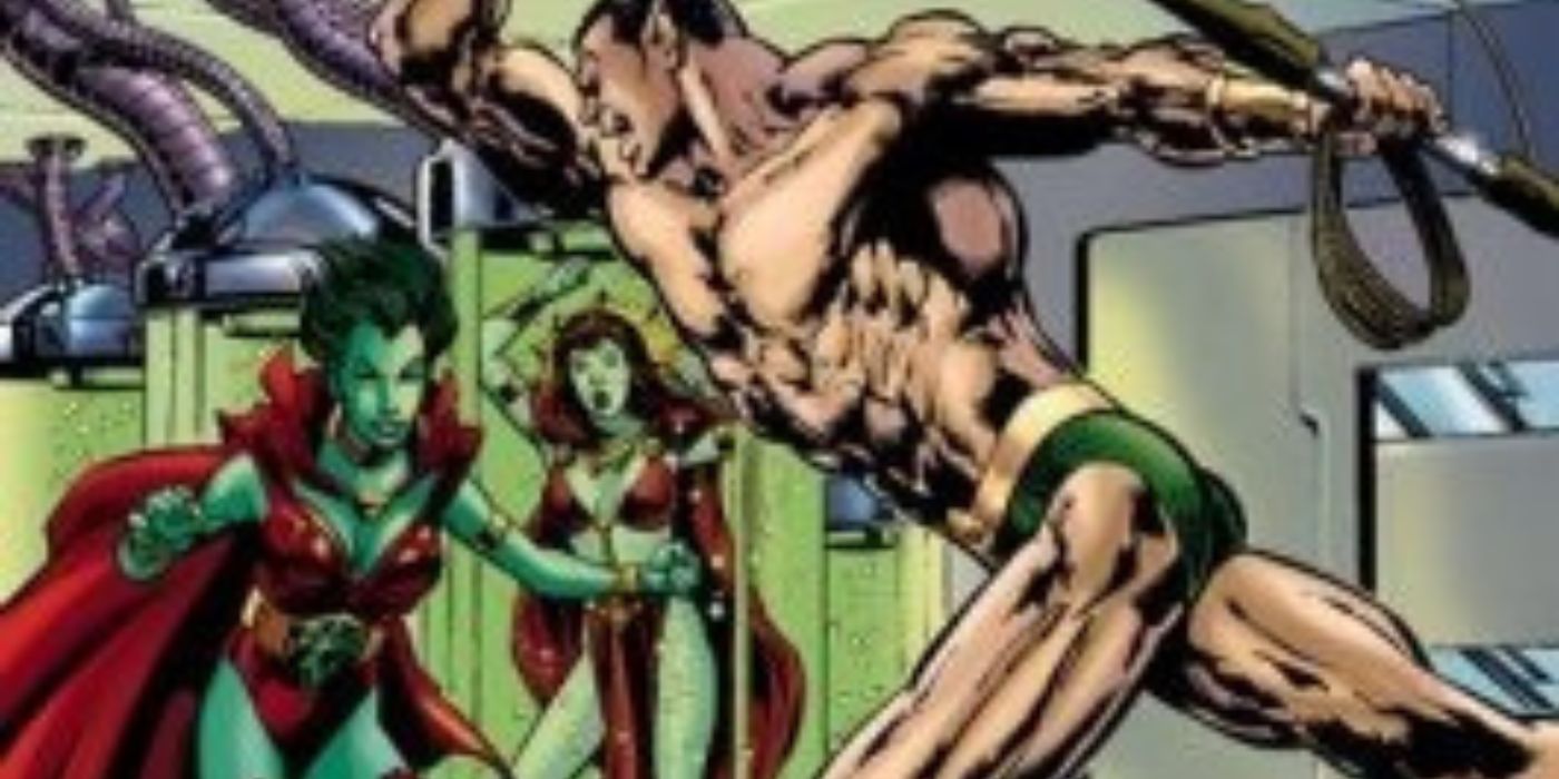Namor battling Llyra in Marvel comics.