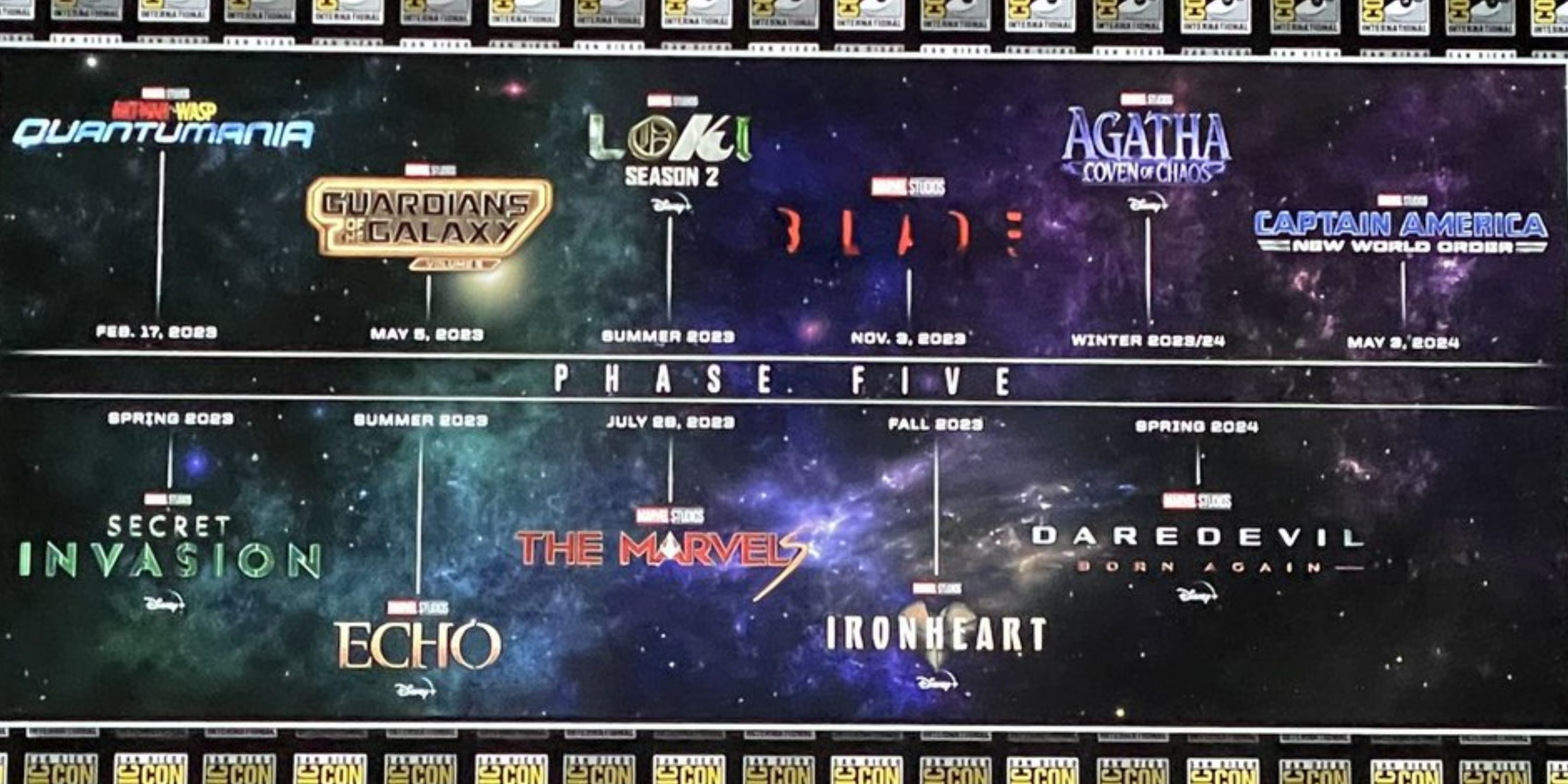 New MCU Phase 5 Roadmap as revealed at comic-con