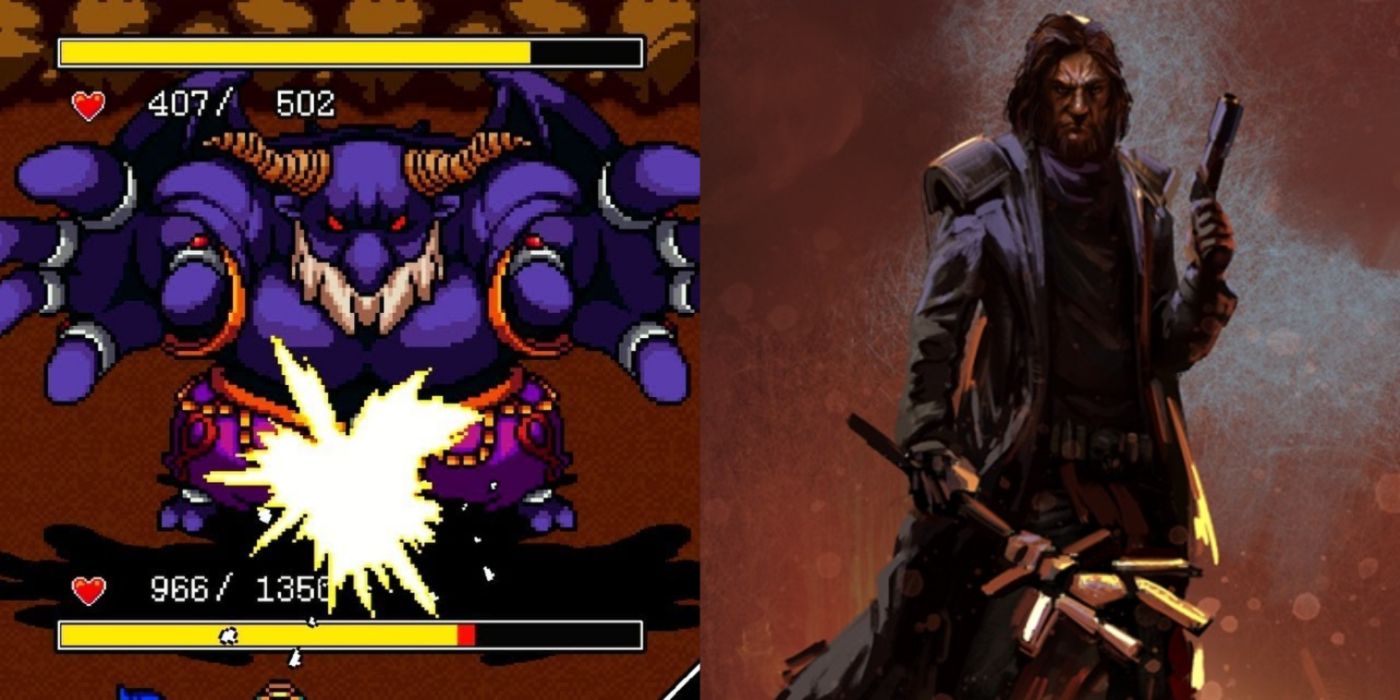 Split image of gameplay from RPGs